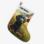 Grande Chaussette De Noël Labrador Retriever à la ferme (Devant (Accrochage))