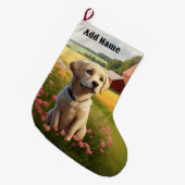 Grande Chaussette De Noël Labrador Retriever à la ferme (Devant (Accrochage))