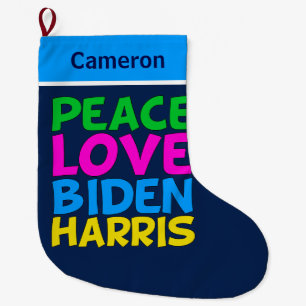 Grande Chaussette De Noël L'Amour de la paix Biden Harris