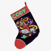 Grande Chaussette De Noël L'astronaute Père Noël dans l'espace (Dos (Accrochage))