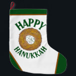 Grande Chaussette De Noël Latkes Happy Hanoukka Chanukah Jours fériés juifs<br><div class="desc">Design présente une illustration originale d'une délicieuse crêpe de pommes de terre au latke surmontée de crème aigre, un aliment de base de la cuisine de vacances juive. Idéal pour les célébrations Hanoukka ! Ce design de latkes de Chanukah est également disponible sur d'autres produits. De nombreux autres modèles de...</div>