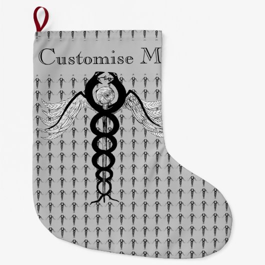 Grande Chaussette De Noël Le Caduceus (noir) (Devant)