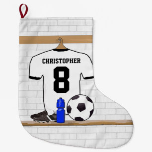 Grande Chaussette De Noël Le football Jersey noir blanc personnalisé du