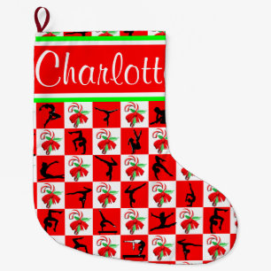 GRANDE CHAUSSETTE DE NOËL LE GYMNAST FESTIF PERSONNALISÉ LE STOCKAGE DE NOËL