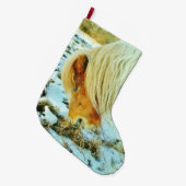Grande Chaussette De Noël Le poney dans la neige (Devant (Accrochage))