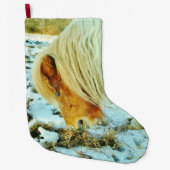 Grande Chaussette De Noël Le poney dans la neige (Devant)