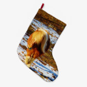 Grande Chaussette De Noël Le poney dans la neige (Devant (Accrochage))