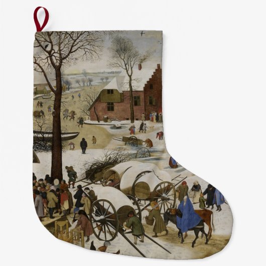 Grande Chaussette De Noël Le recensement à Bethléem (par Pieter Bruegel) (Devant)