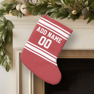 Grande Chaussette De Noël Le rouge folâtre le Jersey avec votre nom et