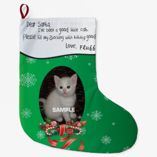 Grande Chaussette De Noël Le stockage de Noël vert pour votre CAT - Cher Pèr