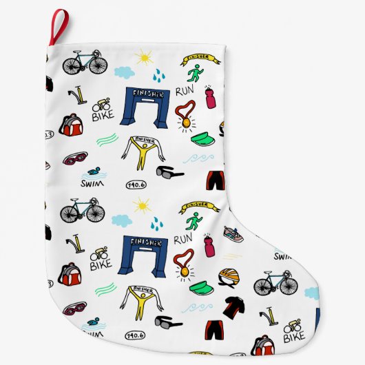 Grande Chaussette De Noël Le triathlon gribouille le bas de Noël (Devant)