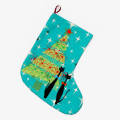 Grande Chaussette De Noël Les chats de Noël modernes de l'ère rétro atomique (Devant (Accrochage))