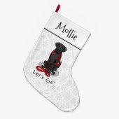 Grande Chaussette De Noël Let's Go! Walk Flat-Coated Retriever Dog (black) (Devant (Accrochage))
