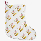 Grande Chaussette De Noël LETTRE MONOGRAPHIQUE Florale M Botanique (Devant)