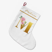 Grande Chaussette De Noël LETTRE MONOGRAPHIQUE Florale M Botanique (Devant (Accrochage))