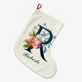 Grande Chaussette De Noël LETTRE MONOGRAPHIQUE Florale R (Devant (Accrochage))