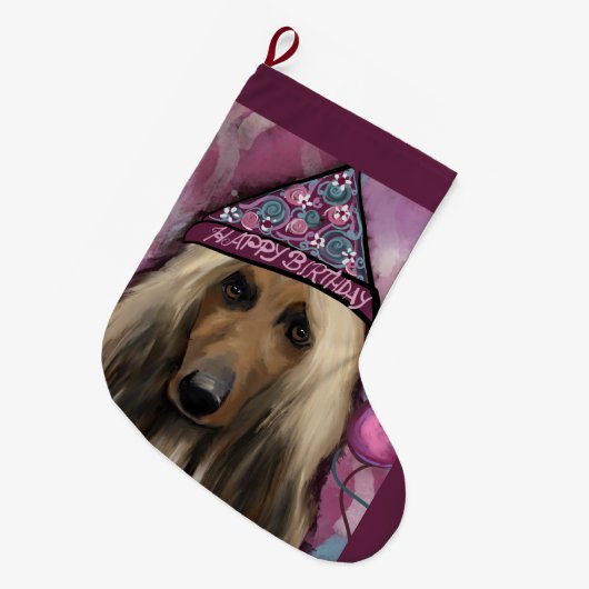 Grande Chaussette De Noël Lévrier Afghan (Devant (Accrochage))