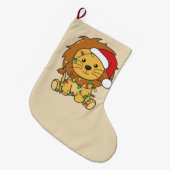 Grande Chaussette De Noël Lion Noël Animaux d'hiver Lions de vacances (Devant (Accrochage))