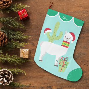 Grande Chaussette De Noël Llama Santa Hat