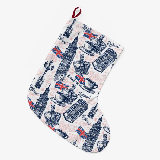 Grande Chaussette De Noël Londres, Angleterre (Devant (Accrochage))
