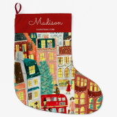 Grande Chaussette De Noël Londres, ville de Noël (Devant)