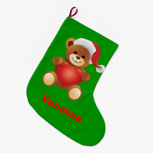 Grande Chaussette De Noël L'ours de nounours mignon badine le bas de Noël