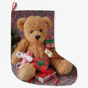 Grande Chaussette De Noël L'ours en peluche avec de nombreux cadeaux de Noë