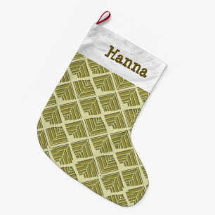 Grande Chaussette De Noël Lumière de Motif en feuilles Carré Gold Lime