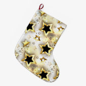 Grande Chaussette De Noël Lumière transparente avec étoiles or (Devant (Accrochage))