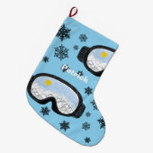 Grande Chaussette De Noël Lunettes de ski et flocons de neige (Devant (Accrochage))