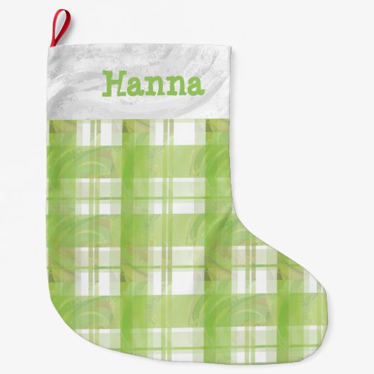 Grande Chaussette De Noël Madras Plaid Green (Devant)