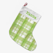 Grande Chaussette De Noël Madras Plaid Green (Devant (Accrochage))