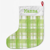 Grande Chaussette De Noël Madras Plaid Green (Dos)