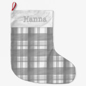 Grande Chaussette De Noël Madras Plaid Grey (Devant)