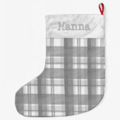 Grande Chaussette De Noël Madras Plaid Grey (Dos)