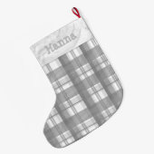 Grande Chaussette De Noël Madras Plaid Grey (Dos (Accrochage))