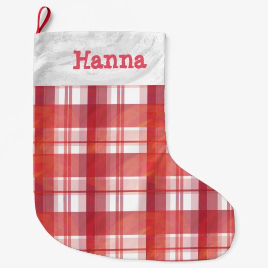 Grande Chaussette De Noël Madras Plaid Red (Devant)