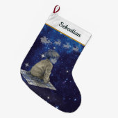 Grande Chaussette De Noël Magical Christmas Boy Stocking – Navy Silver (Devant (Accrochage))
