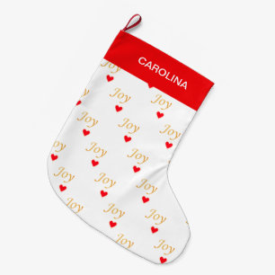 Grande Chaussette De Noël Magnifique motif de cœur de joie