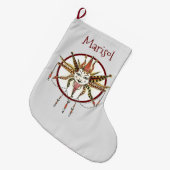 Grande Chaussette De Noël Main dessinée Fancy Boho Soleil Personnalisé (Devant (Accrochage))