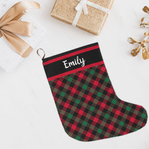 Grande Chaussette De Noël Maison de Noël Tartan personnalisé Plaid