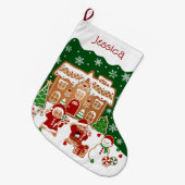 Grande Chaussette De Noël Maison en pain d'épices (Devant (Accrochage))