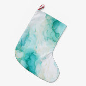 Grande Chaussette De Noël Marbre blanc Mint Green Gold (Devant (Accrochage))