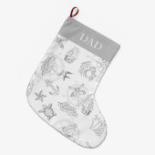 Grande Chaussette De Noël Marée Tattoos Nautique Maritime (Devant (Accrochage))