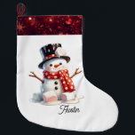 Grande Chaussette De Noël Marshmallow Fluffy Snowman<br><div class="desc">Imaginez une ravissante réserve de Noël avec un bonhomme de neige mignon et moelleux fabriqué à partir de guimauves. Autour de sa base, les guimauves aux centres roses semblent fondre. Il porte un chapeau haut et un foulard à pois de polka. Le stockage est terminé avec une bordure qui imite...</div>