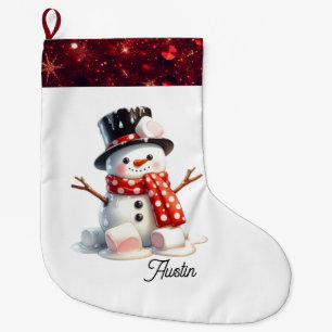 Grande Chaussette De Noël Marshmallow Fluffy Snowman