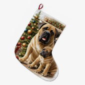 Grande Chaussette De Noël Mastiff Dogue de Bordeaux cheminée Noël (Devant (Accrochage))