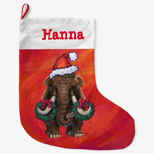 Grande Chaussette De Noël Mastodon de vacances mignonnes (Devant)