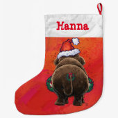 Grande Chaussette De Noël Mastodon de vacances mignonnes (Dos)