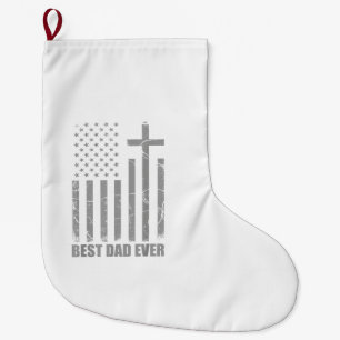 Grande Chaussette De Noël Meilleur Papa Chretien Patriotique Drapeau USA Gro